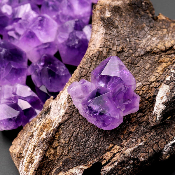 Undrilled Natural Amethyst Flower Pyramid Raw Cabochon Rich Purple Gemstone