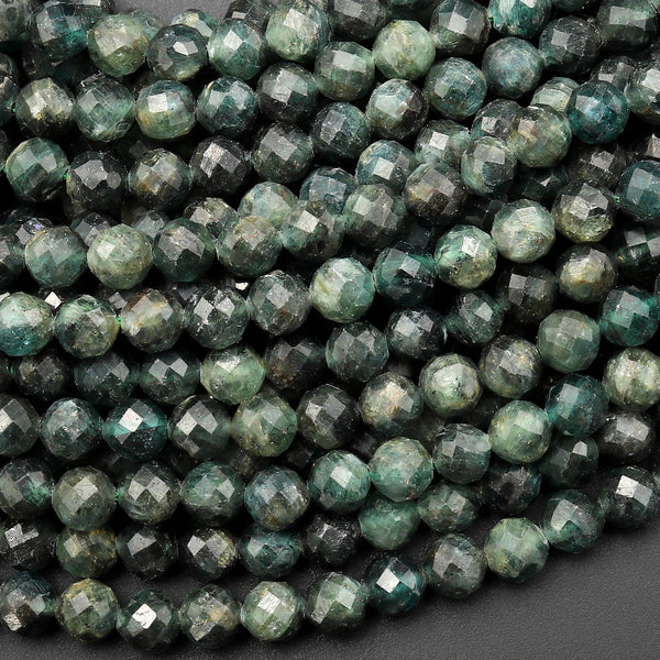 Rare Faceted Natural Teal Green Kyanite 3mm 4mm 6mm Round Beads 15.5" Strand