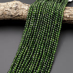 AAA Real Genuine Natural Green Chrome Diopside Faceted 4mm Round Gemstone Beads 15.5" Strand