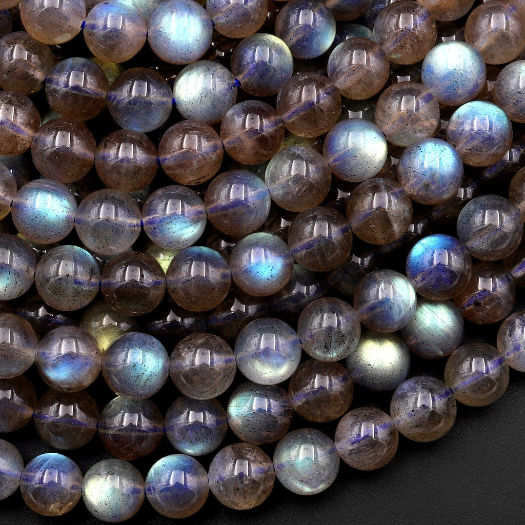 Rare AAA+ Natural Red Labradorite 6mm 8mm 10mm Round Beads 15.5" Strand