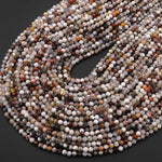 Micro Faceted Natural Laguna Lace Agate 3mm Round Beads 15.5" Strand