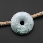 AAA Hand Carved Natural Burma Green Jade Donut Pendant Gemstone Focal Bead 38mm