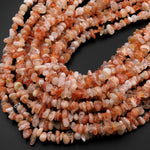 Natural Orange Sunstone Freeform Rondelle Chip Beads Sparkling Golden Feldspar 15.5" Strand