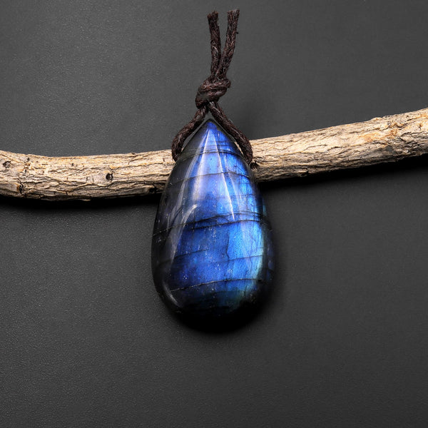 AAA Natural Blue Labradorite Teardrop Side Drilled Pendant A1