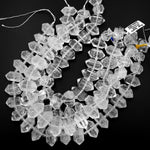 Natural Rock Crystal Quartz Beads Faceted Double Terminated Points Drilled Healing Crystal Focal Pendant Bead 15.5" Strand