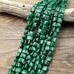 AAA Natural Green Malachite Smooth Square Beads 10mm Gemstone From Congo 15.5" Strand