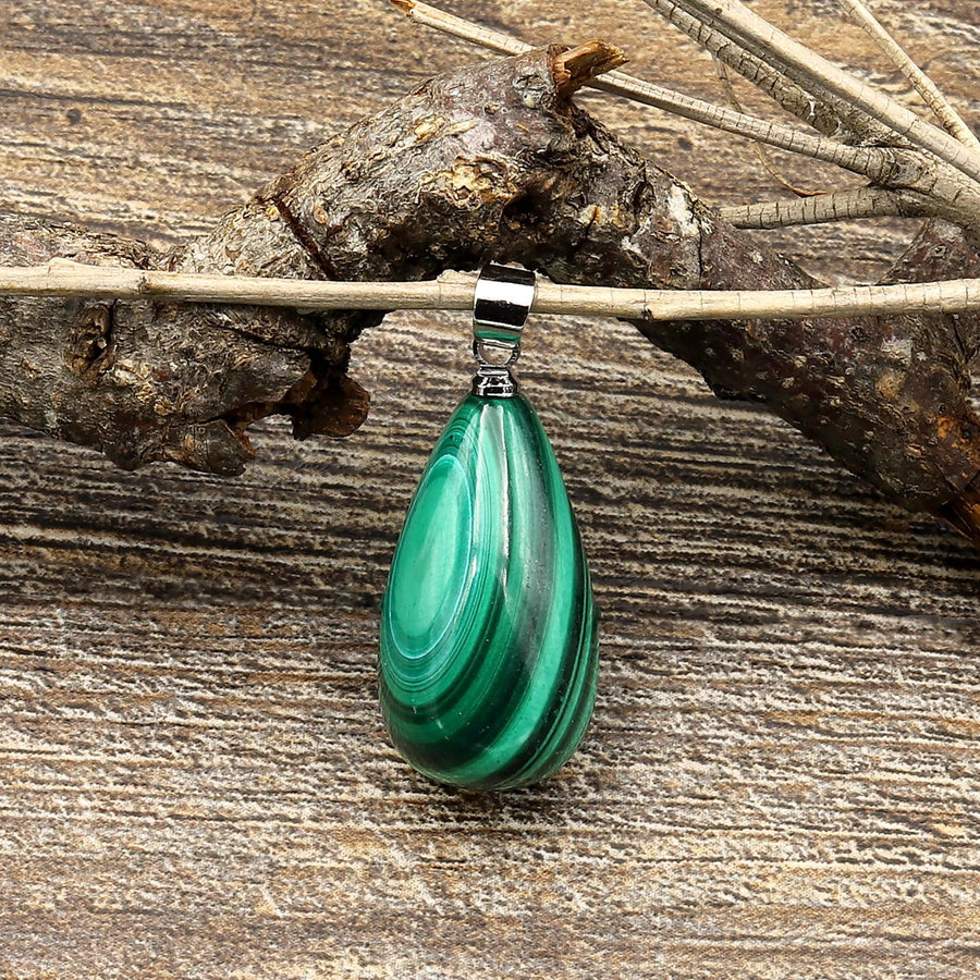 AAA Natural Malachite Pendant Puffy Teardrop Briolette 20mm Gemstone Jewelry A1