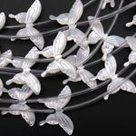 AAA Iridescent Carved Natural White Mother of Pearl Shell Cute Butterfly Beads Choose from 5pcs, 10pcs