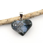 AAA Natural Green Moss Agate Gemstone Puffy Heart Pendant Natural Crystal Focal Bead