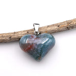 AAA Natural Rainbow Moss Agate Gemstone Puffy Heart Pendant Natural Crystal Focal Bead