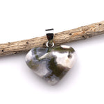 AAA Natural Rainbow Moss Agate Gemstone Puffy Heart Pendant Natural Crystal Focal Bead