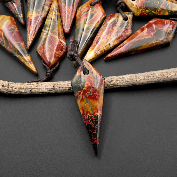 Natural Red Creek Jasper Spear Head Kite Pendant Multicolor Picasso Jasper A3