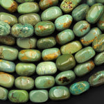 Genuine Real Natural Green Brown Turquoise Freeform Rectangle Beads Nuggets 15.5" Strand