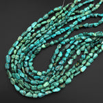 Genuine Natural Green Blue Turquoise Freeform Pebble Shape Beads Nuggets 15.5" Strand