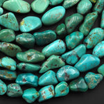 Genuine Natural Green Blue Turquoise Freeform Pebble Shape Beads Nuggets 15.5" Strand