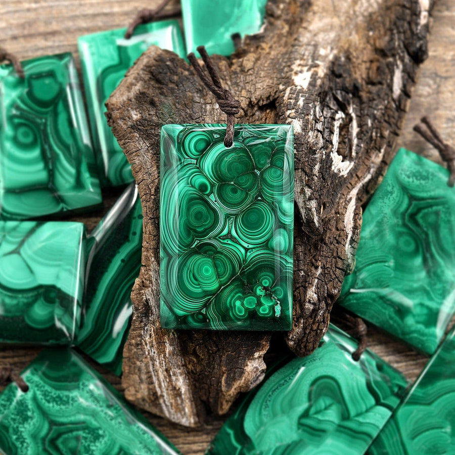 AAA Natural Malachite Pendant Rectangle Pendant Focal Gemstone Bead