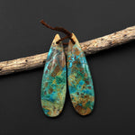 Natural Chrysocolla Earring Pair Gemstone Drilled Teardrop Cabochon Matched Beads From Australia