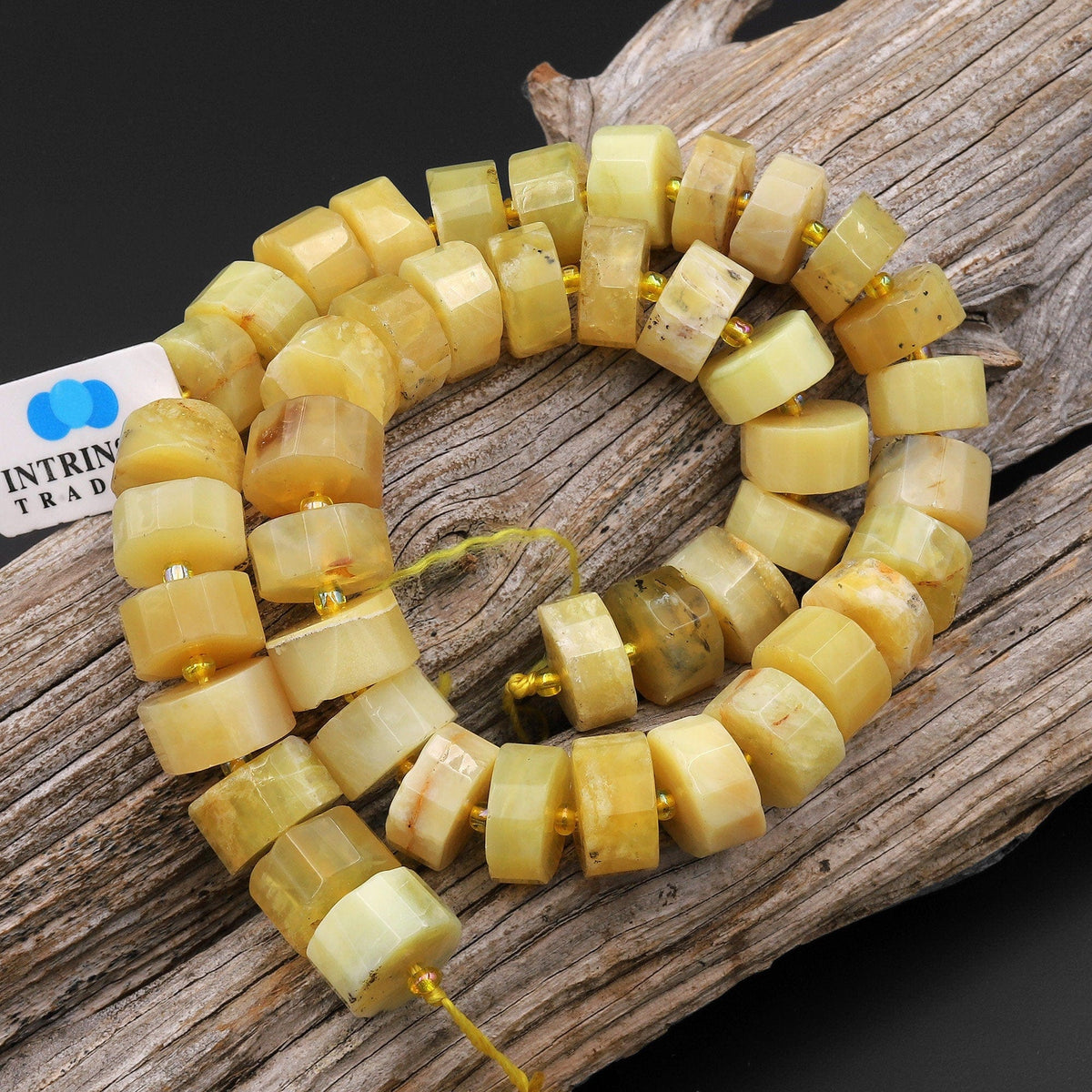AAA Faceted Natural African Golden Yellow Opal Rondelle Wheel 10mm 12m ...