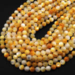 AAA Natural Golden Mother of Pearl 6mm 8mm 10mm Smooth Round Beads Iridescent Shell 15.5" Strand