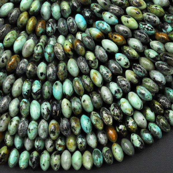 Natural African Turquoise 6mm Smooth Saucer Thin Rondelle Beads 15.5" Strand