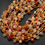 Natural Carnelian Smooth Teardrop Briolettes Gemstone Beads 15.5" Strand