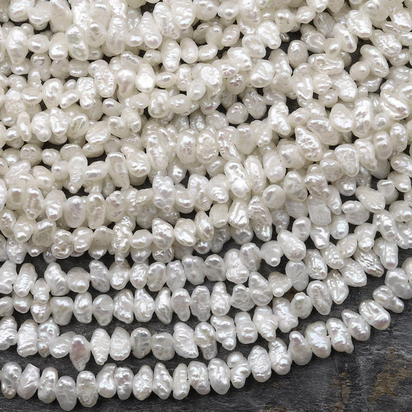 Small White Keishi Pearl Real Genuine Natural Freshwater Pearl 15.5" Strand