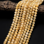 Natural Honey Yellow Calcite Round Beads 8mm 15.5" Strand