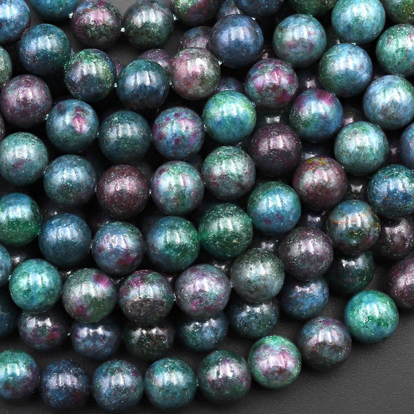 Natural Red Ruby Blue Kyanite Green Fuchsite 6mm 8mm 10mm Round Beads Gemstone 15.5" Strand
