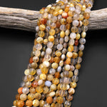 Faceted Natural Yellow Botswana Agate 6mm 8mm 10mm Coin Beads Gemstone 15.5" Strand