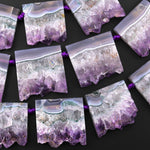 Rare Natural Purple Green Amethyst Slice Pendants Focal Beads Top Side Drilled Gemstone 15.5" Strand