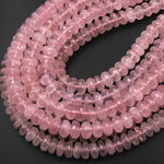 AAA Gem Grade Large Faceted Natural Pink Rose Quartz Rondelle Beads 12mm 15.5" Strand