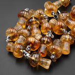 Natural Golden Citrine Mushroom Pendant Natural Crystal Focal Bead