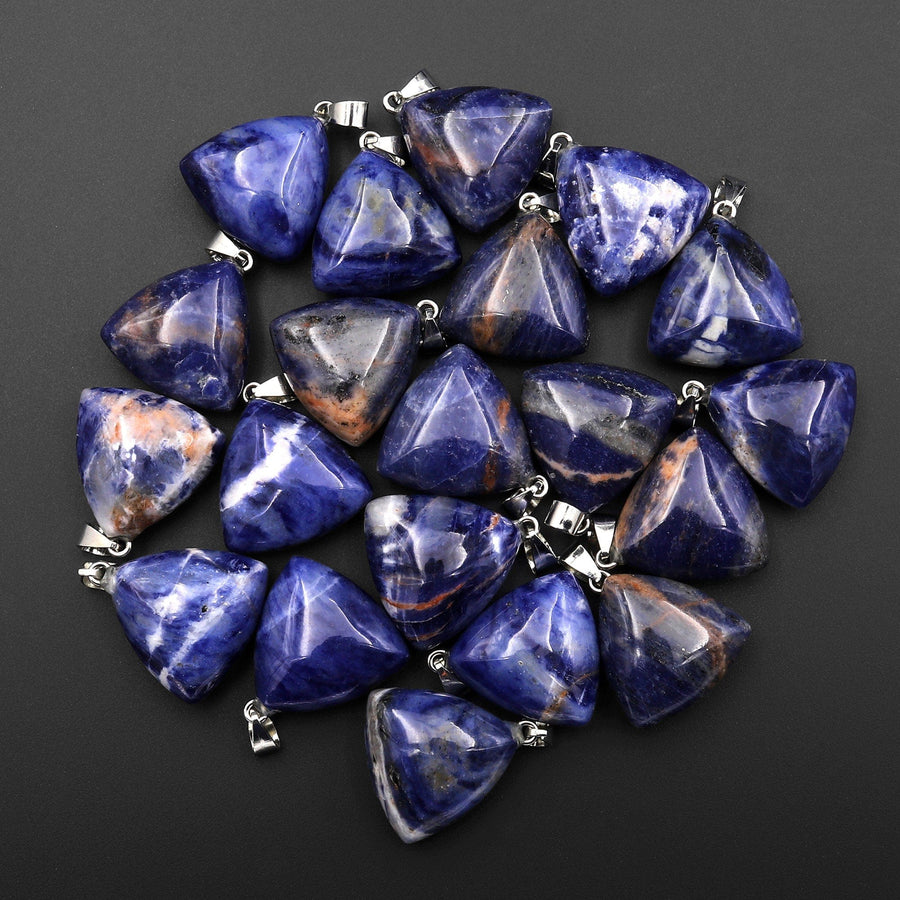 Natural Gemstone Puffy Triangle Pendant Sodalite