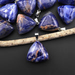 Natural Gemstone Puffy Triangle Pendant Sodalite