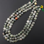 Natural Green Actinolite In Quartz Beads Smooth Coin 10mm 15.5" Strand