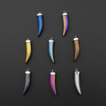 Matte Rainbow Hematite Claw Tooth Shaped Pendant Blue Purple Gold Bronze Black Pink Silver