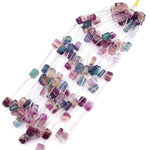 Hand Carved Natural blue Green Purple Pink Fluorite Carved Rose Flower Rectangle Beads 3D