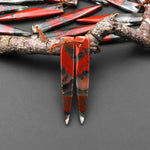 Natural African Bloodstone Matched Long Dagger Triangle Spike Earring Beads Drilled Gemstone Pair