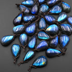 AAA Natural Blue Labradorite Teardrop Side Drilled Pendant A11