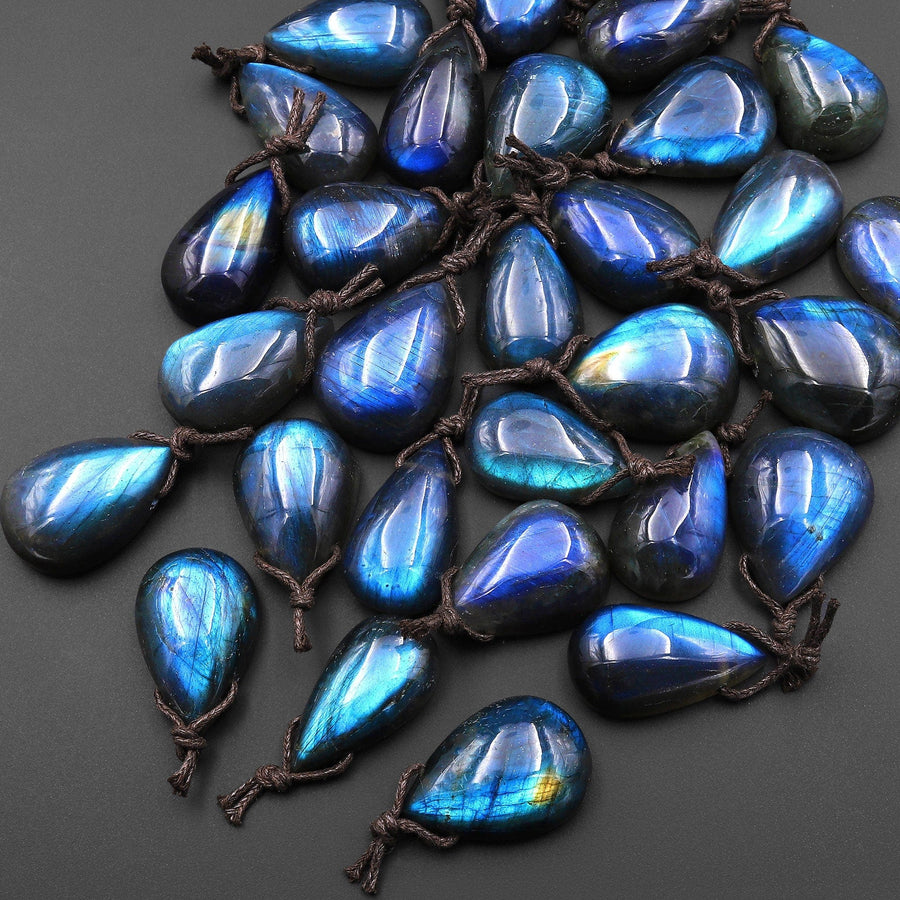 AAA Natural Blue Labradorite Teardrop Side Drilled Pendant A11