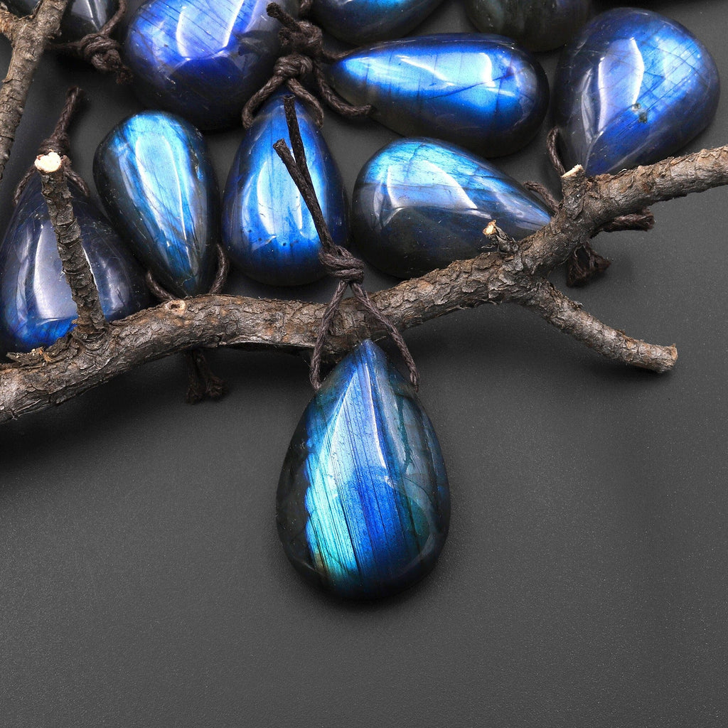 AAA Natural Blue Labradorite Teardrop Side Drilled Pendant A11