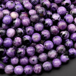 Real Genuine Natural Russian Purple Charoite 7mm 8mm 10mm 11mm Round Beads 15.5" Strand