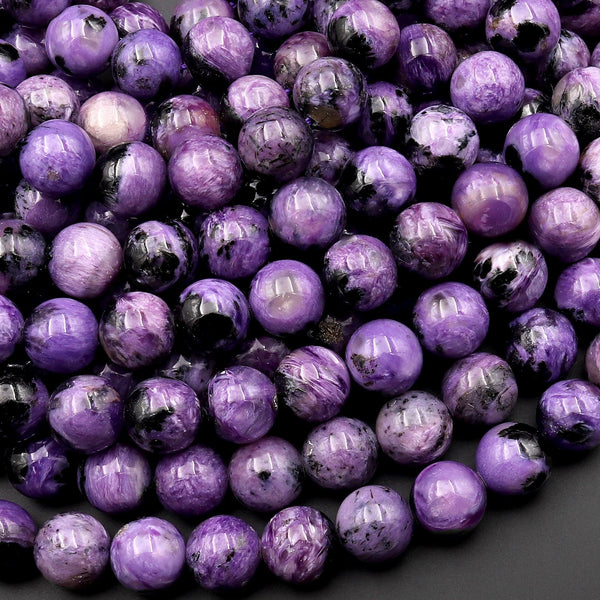 Real Genuine Natural Russian Purple Charoite 7mm 8mm 10mm 11mm Round Beads 15.5" Strand