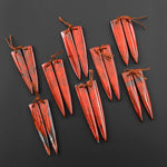 Natural African Bloodstone Matched Dagger Triangle Spike Earring Beads Drilled Gemstone Pair