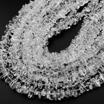 AAA Super Clear Thin Natural Rock Crystal Quartz Beads Points Center Side Drilled Crystal 15.5" Strand