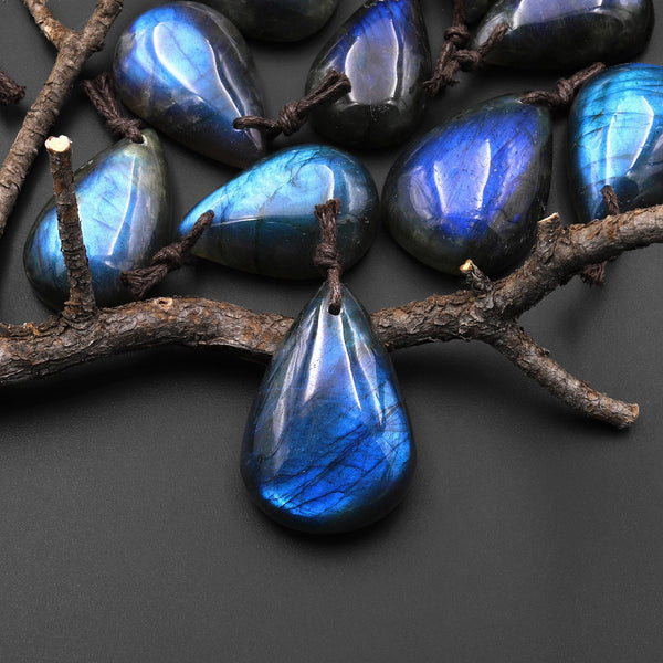AAA Natural Blue Labradorite Teardrop Top Front Drilled Pendant A11
