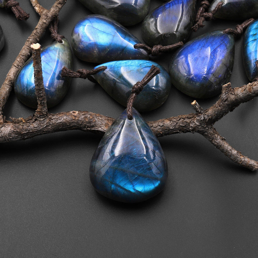 AAA Natural Blue Labradorite Teardrop Top Front Drilled Pendant A33