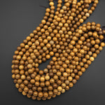 Real Natural Golden Yellow Brown Sandalwood Beads 6mm 8mm 10mm Aromatic Pure Wood Great For Mala Prayer Meditation Therapy 15.5" Strand