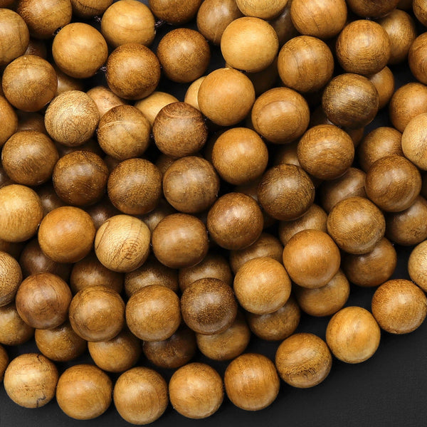 Real Natural Golden Yellow Brown Sandalwood Beads 6mm 8mm 10mm Aromatic Pure Wood Great For Mala Prayer Meditation Therapy 15.5" Strand