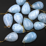 Natural Soft Blue Aquamarine Teardrop Pendant Gemstone